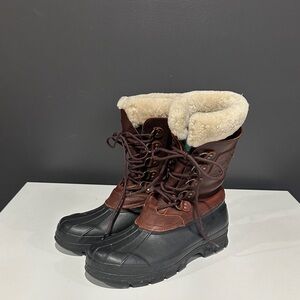 Ralph Lauren Brown and Black Boots with Cream Fur 13